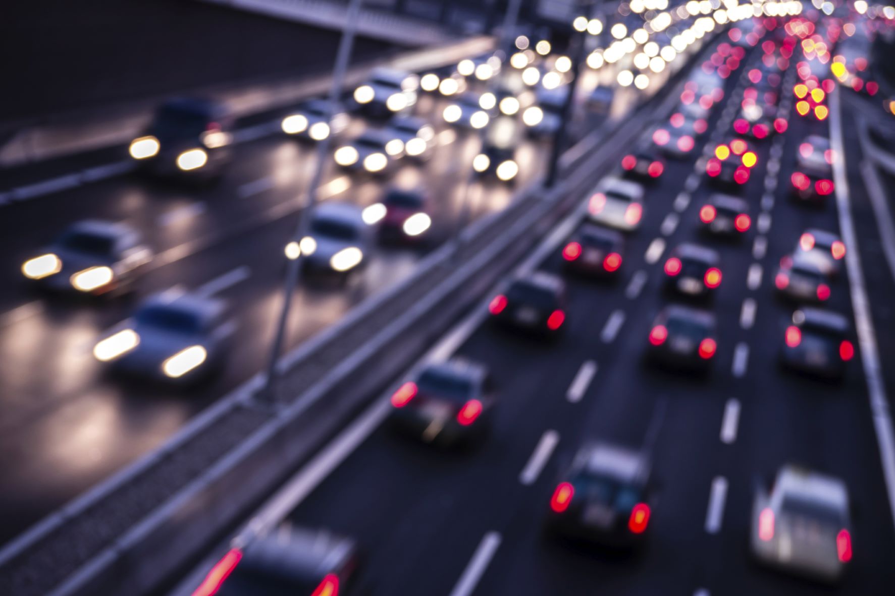 cars in traffic at night